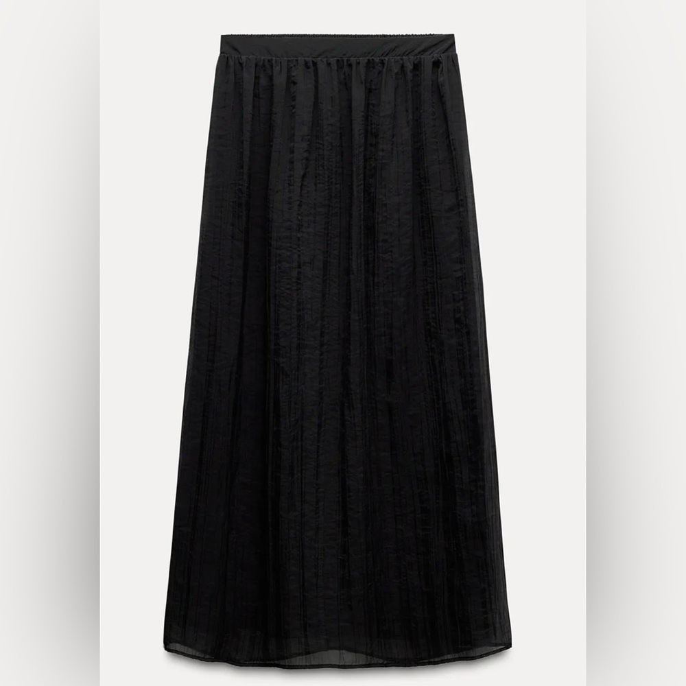ZARA WRINKLED EFFECT MIDI SKIRT SIZE. M